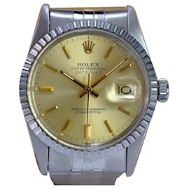 Rolex-Rolex Mens Datejust Ss 36mm Champagne Dial Engine Turned Bezel 36mm Watch-all Factory-Yellow