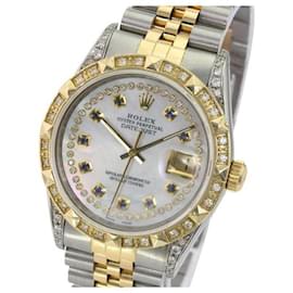 Rolex-Rolex White Mop Mens Datejust Two-tone Diamond Dial Diamond Bezel Watch-Other