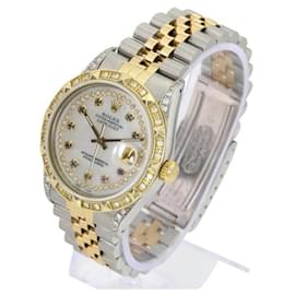 Rolex-Rolex White Mop Mens Datejust Two-tone Diamond Dial Diamond Bezel Watch-Other
