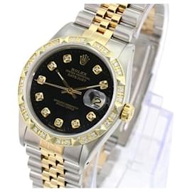 Rolex-Rolex Black Mens Datejust Diamond Dial Diamond Bezel 36mm Watch -Other