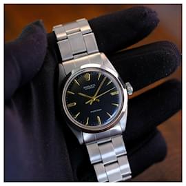 Rolex-Rolex Men's Rolex Vintage Steel Oyster Precision Black Dial 34mm Watch Ref-Other