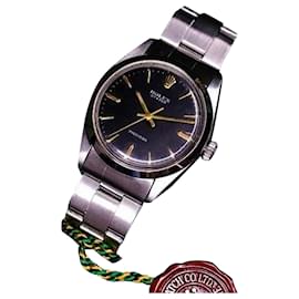 Rolex-Rolex Men's  Vintage Steel Oyster Precision Black Dial 34mm Watch Ref-Other
