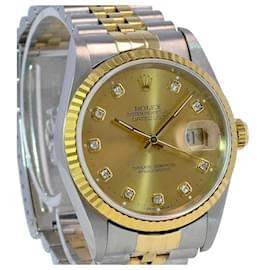 Rolex-Rolex Champagne Men's Datejust Factory Diamond Dial 36mm watch-Other