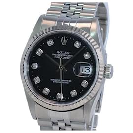 Rolex-Rolex Black Datejust Factory Dial 18kw Gold Bezel & Steel 16234 watch-Other
