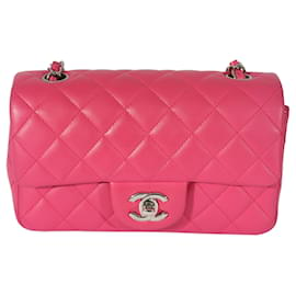 Chanel-Chanel Pink Quilted Lambskin Mini Rectangular Classic Flap Bag -Pink