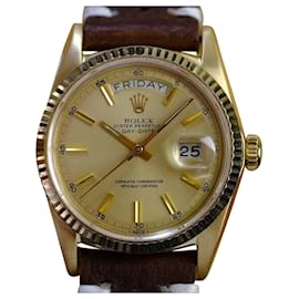 Rolex-Rolex Day-date 1803 Factory Champagne Dial 18k Gold On A Leather Band -Yellow