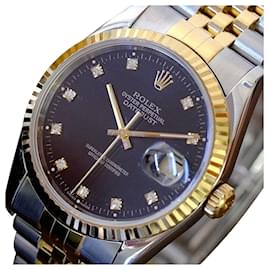 Rolex-Rolex Mens Datejust Factory Black Diamond Dial 36mm Watch-all Factory -Black