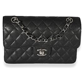 Chanel-Chanel Black Quilted Caviar Small Classic Flap Bag-Black