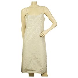 Donna Karan Collection Off White Silk Sequined Knee Length Dress size 44 White