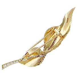 Hermès-Broche Hermès, "Pluma", oro amarillo, Platino, diamantes.-Otro