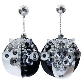 Prada SS16 orecchini palla da discoteca jumbo Argento
