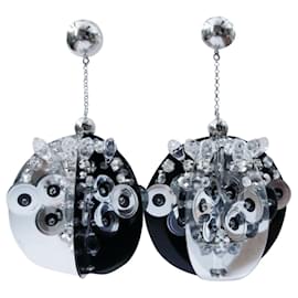 Prada-Prada SS16 jumbo disco ball earrings-Silvery