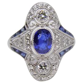 Autre Marque-Gold ring 18k diamonds sapphires-Other