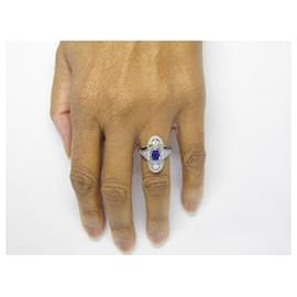 Autre Marque-anel de ouro 18k safiras diamantes-Outro