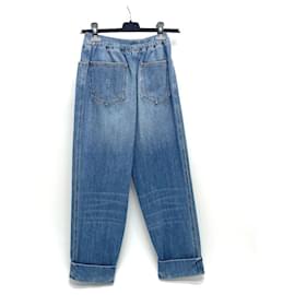 Chanel-* CHANEL BD249 CC Coco Mark 18A Roll Up Bottoms Jeans Denim Pants Cotton Women's Blue Unused-Blue