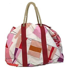 Hermès-* Hermes Cabas Drapeaux au vent Rope Handle Beach Bag Tote Bag Canvas Women's Multicolor-Multiple colors