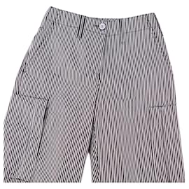 Chanel-* Chanel Pants 08C Coco Mark Shorts Half Pants Hickory Striped Bottoms Black/White Size 34 (S equivalent)-Black,White