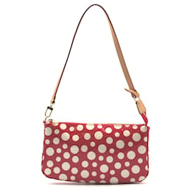 Louis Vuitton-* LOUIS VUITTON Pochette Accessory Yayoi Kusama Accessory Pouch (With handle) Bag Enamel Leather Pumpkin Dot Women's Red / White-White,Red,Gold hardware