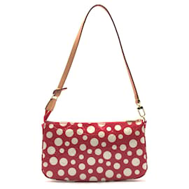 Louis Vuitton-* LOUIS VUITTON Pochette Accessory Yayoi Kusama Accessory Pouch (With handle) Bag Enamel Leather Pumpkin Dot Women's Red / White-White,Red,Gold hardware