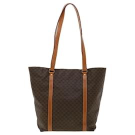 Céline-CELINE Macadam Canvas Tote Bag PVC Leather Brown Auth am3232-Brown