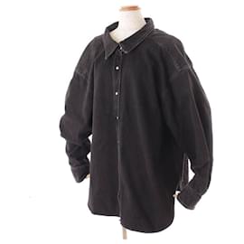Balenciaga-* Balenciaga Pinched Color Swing Denim Shirt Black 34-Black