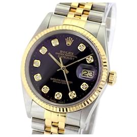 Rolex-Rolex Purple Mens Datejust Diamond Dial Fluted Bezel 36mm-quickset Watch-Other