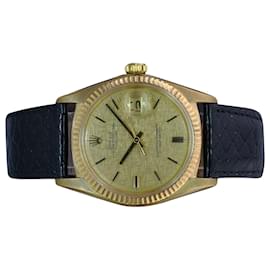 Rolex-Rolex Mens Datejust 18k yellow gold 36mm Silver Linen Dial Fluted Bezel Watch-Other
