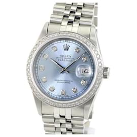 Rolex-Rolex Ice Blue Mens Datejust Steel Diamond Dial Diamond Bezel 36mm Watch -Other