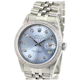 Rolex-Rolex Ice Blue Mens Datejust Steel Diamond Dial Diamond Bezel 36mm Watch -Other