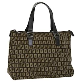 Fendi-FENDI Zucchino Canvas Tote Bag Brown Auth rd3401-Brown