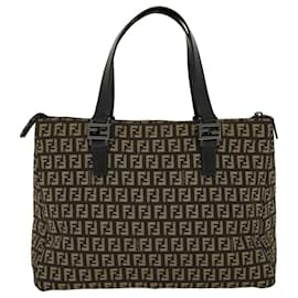 Fendi-FENDI Zucchino Canvas Tote Bag Brown Auth rd3401-Brown