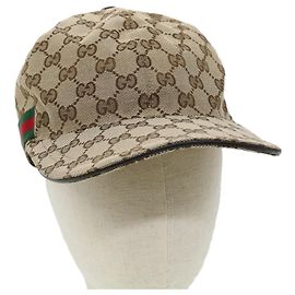GUCCI Web Sherry Line GG Canvas Cap Beige Grün Rot Auth am3212 Rot Beige Grün