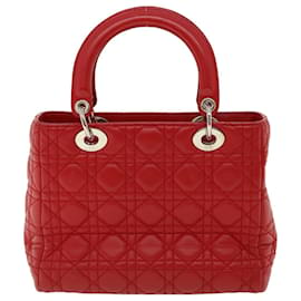 Christian Dior-Christian Dior Lady Dior Canage Handtasche Lammfell Rot Auth 32628EIN-Rot