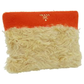 Prada-PRADA Clutch Bag Wool Orange Auth ar7926-Orange