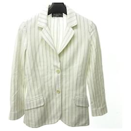 Loro Piana-* Loro Piana Striped Tailored Jacket Blazer Single 2B Cotton Linen 38-White