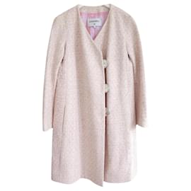 Chanel-Chanel Spring 2016 Cappotto foderato in tweed rosa irridescente-Rosa