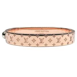 Louis Vuitton-* Louis Vuitton Manchette Nanogram Bracelet Jonc Monogram M00253 Taille S Métal Or Rose-Rose,Doré