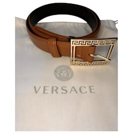 Versace-Cinto De Couro Versace-Caramelo