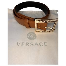 Cinto Versace de couro caramelo Caramelo