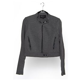 Bcbg Max Azria Moto Style Cropped Jacket Grey Grey