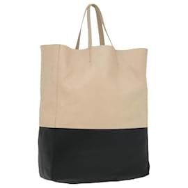 Céline-CELINE Horizontal Cabas Tote Bag Leather Beige Black Auth fm1786-Black,Beige