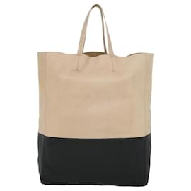 Céline-CELINE Horizontal Cabas Tote Bag Leather Beige Black Auth fm1786-Black,Beige