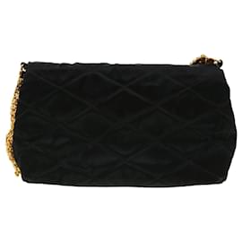Chanel-CHANEL Matelasse Chain stone Shoulder Bag Black CC Auth 32695a-Black