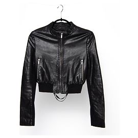 Bcbg Max Azria Black Leather and Fur Jacket Size S Black