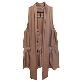 Bcbg Max Azria Celline Ärmelloses Peplum Top mit Bindekragen Haselnuss Haselnuss
