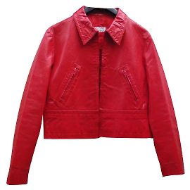Philosophy Di Alberta Ferretti Red Leather Jacket Red