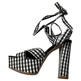 Twin Set Twins set sandals with Vichy squared platform White
