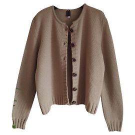 Dolce & Gabbana Cropped Strickjacke aus Wolle Hellbraun Hellbraun