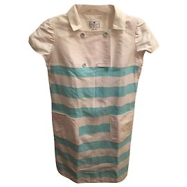 Vestido Courreges de algodão azul claro e branco Azul claro