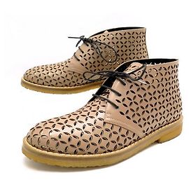 Alaïa NEW SHOES ANKLE BOOTS ALAIA CHUKKA LEATHER PERFORATED BEIGE LASER CUT BOOTS Beige
